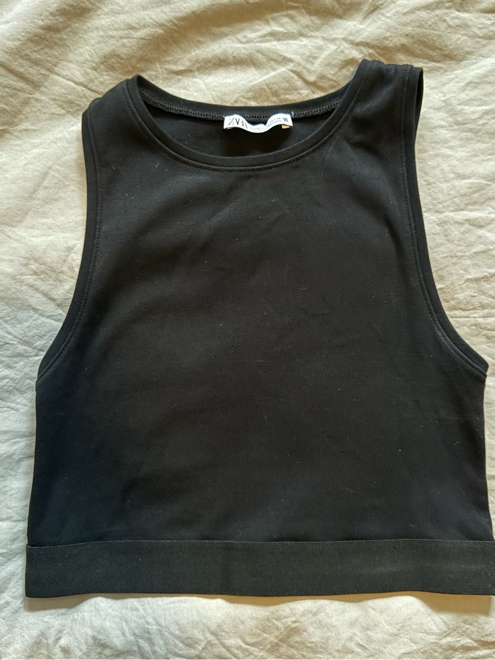 Zara Black Tank Top with Logo Tag
